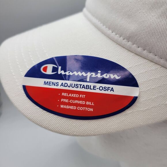 Champion Adjustable Dad Hat Mens Womens White Embroidered Script Logo - Picture 8 of 12